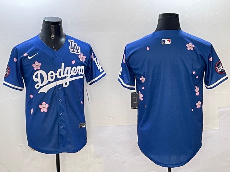 Men Los Angeles Dodgers Blank Blue Sakura Edition 2025 Nike MLB Jersey style 5->los angeles dodgers->MLB Jersey